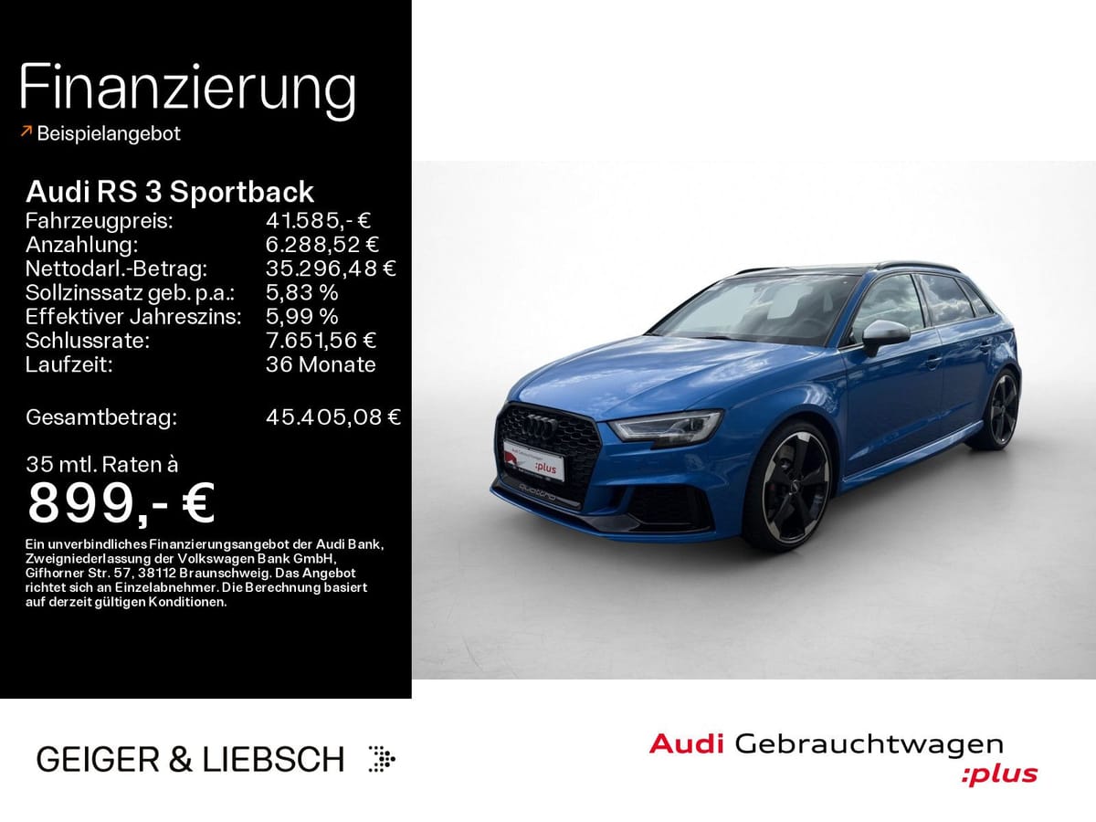 Audi RS 3 Sportback PANO B&O MATRIX RAUTENSTEP BLACK