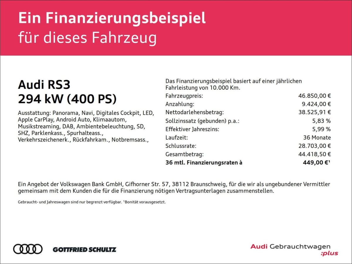 Audi RS3 Sportback 2.5 TFSI quattro Navi Pano LED vir foto 2
