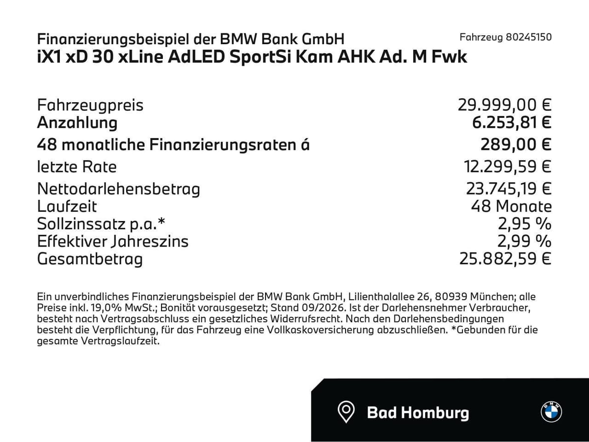 BMW iX1 xD 30 xLine AdLED SportSi Kam AHK Ad. M Fwk foto 2