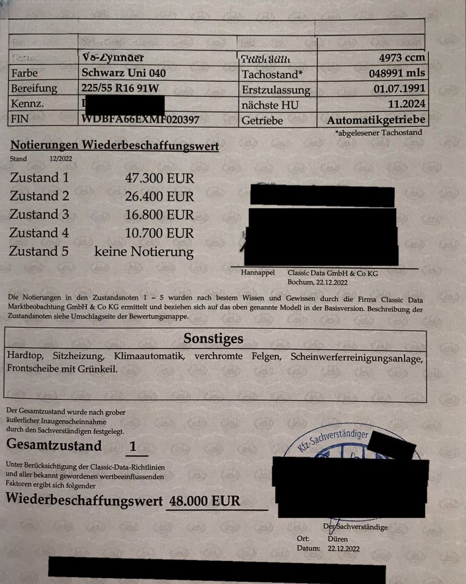 Mercedes-Benz SL 500, Wertgutachten, H-Kennz.,  zus.Hardtop foto 15