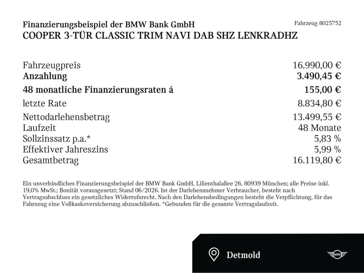 MINI 3-Tür Classic Trim Navi DAB SHZ Lenkradhz foto 2