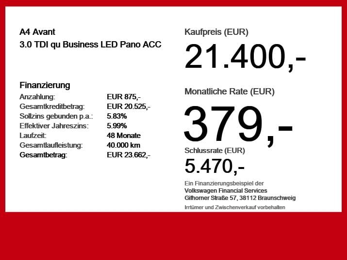 Audi A4 Avant 3.0 TDI qu Business LED Pano ACC foto 6