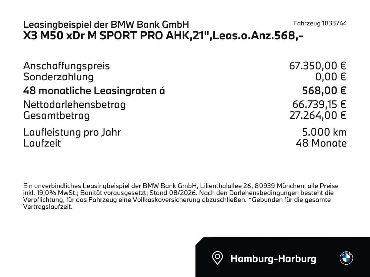 BMW X3 M50 xDr M SPORT PRO AHK,21",Leas.o.Anz.568,- foto 2