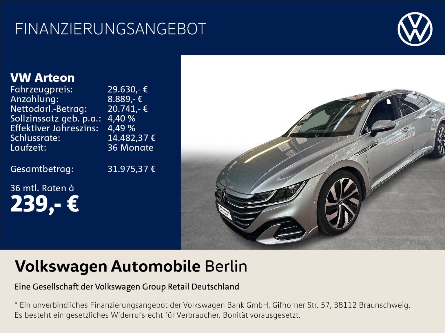 Volkswagen Arteon 2.0 TSI R-Line Pano 360°Kamera Matrix-LED foto 1