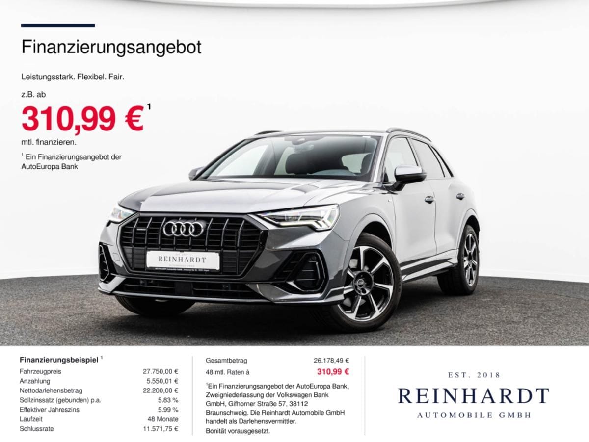 Audi Q3 40TDi Q S LINE BLACK 19Z. LED CARPLAY eSITZE