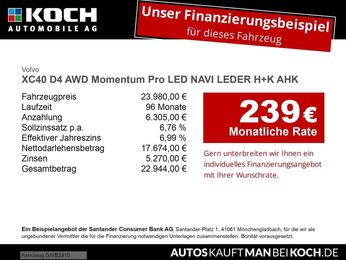 Volvo XC40 D4 AWD Momentum Pro LED NAVI LEDER H K AHK! foto 2
